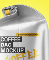 Matte Metallic Coffee Bag With Tin Tie Mockup