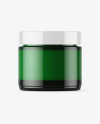 Green Glass Cosmetic Jar Mockup