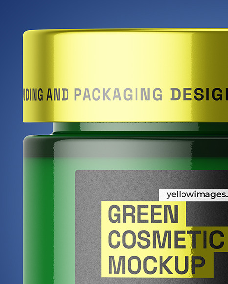 Green Glass Cosmetic Jar Mockup