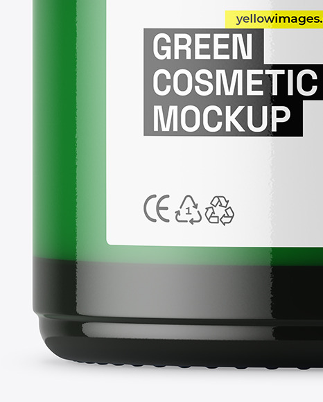 Green Glass Cosmetic Jar Mockup