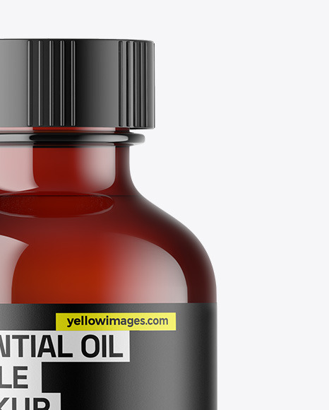 Dark Amber Glass Essential Oil Bottle Mockup