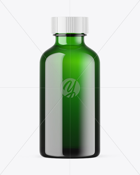 Green Glass Essential Oil Bottle Mockup