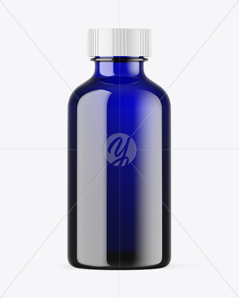 Blue Glass Essential Oil Bottle Mockup