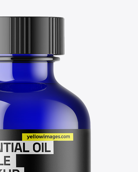 Blue Glass Essential Oil Bottle Mockup