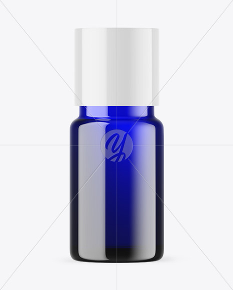 Blue Glass Essential Oil Bottle Mockup