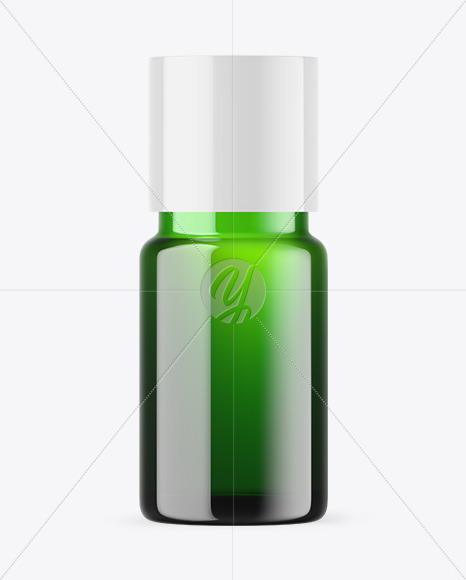 Green Glass Essential Oil Bottle Mockup