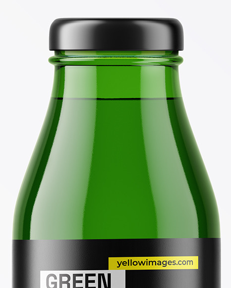 Green Glass Bottle with Steel Twist Cap Mockup