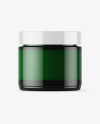 Dark Green Glass Cosmetic Jar Mockup