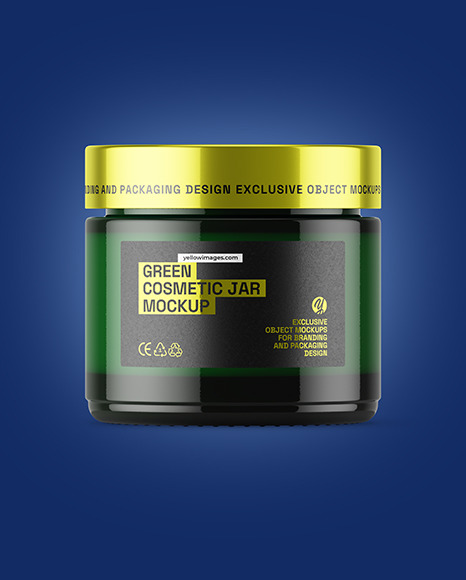 Dark Green Glass Cosmetic Jar Mockup