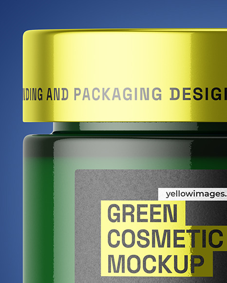 Dark Green Glass Cosmetic Jar Mockup