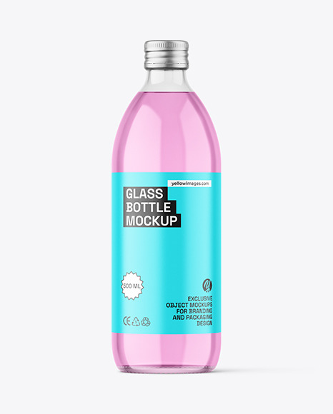 500ml Clear Glass Bottle Mockup