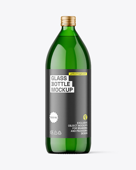 1000ml Green Glass Bottle Mockup 1000ml Green Glass Bottle Mockup