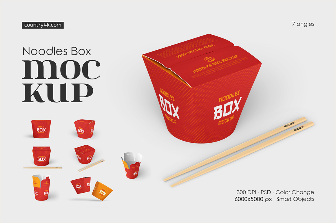 Noodles Box Mockup Set Noodles Box Mockup Set