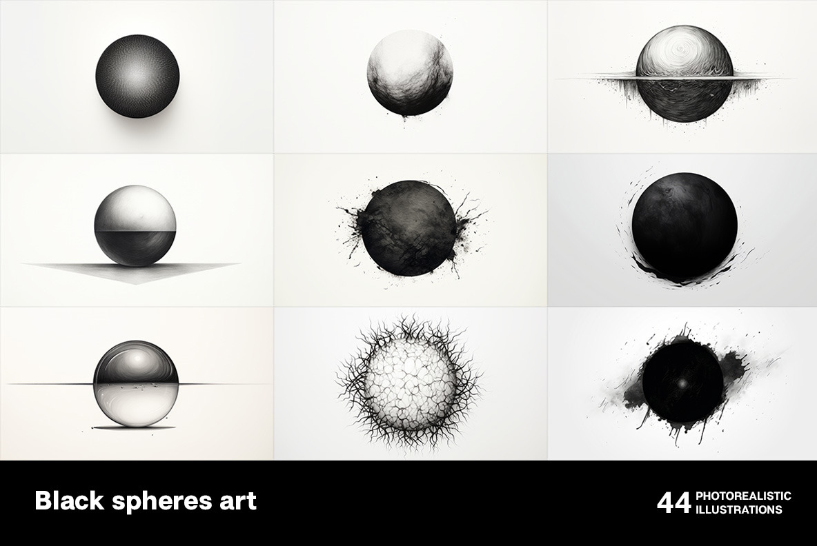 Black spheres art Black spheres art