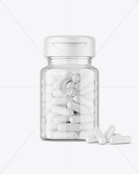 Clear Jar with Capsules Mockup