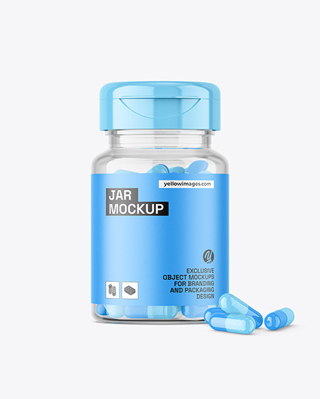 Clear Jar with Capsules Mockup