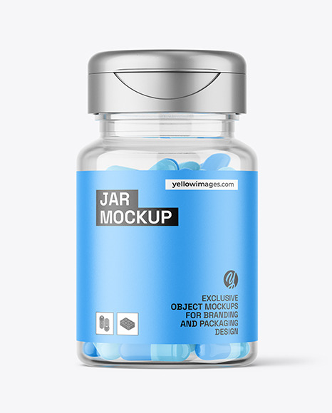 Clear Jar with Capsules Mockup