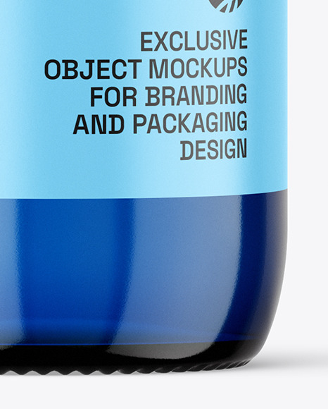 500ml Blue Glass Bottle Mockup 500ml Blue Glass Bottle Mockup