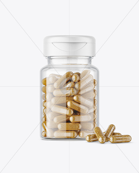 Clear Jar with Herbal Capsules Mockup