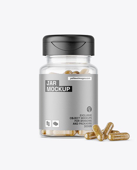 Clear Jar with Herbal Capsules Mockup - Jar mockup