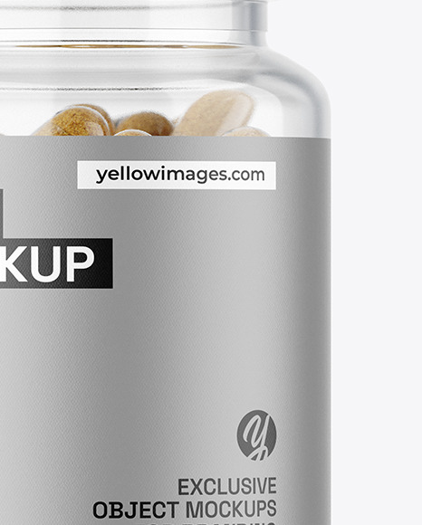 Clear Jar with Herbal Capsules Mockup