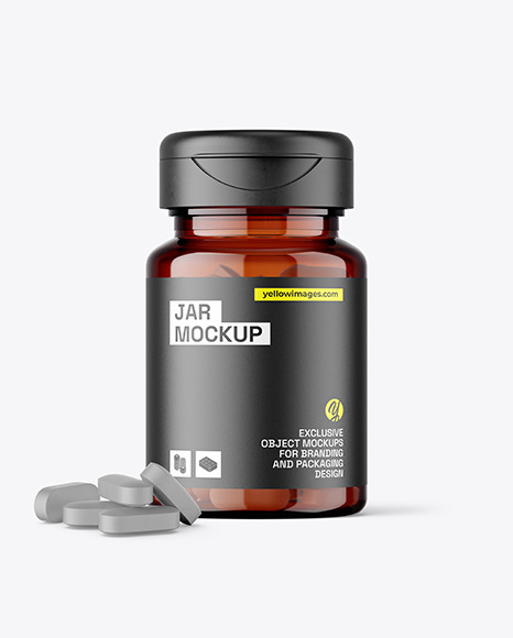 Amber Jar with Pills Mockup - Jar mockup