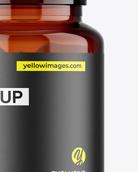 Amber Jar with Pills Mockup