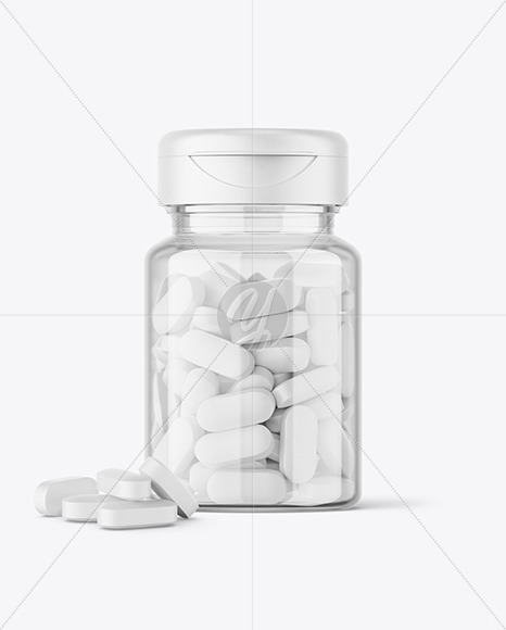 Clear Jar with Pills Mockup