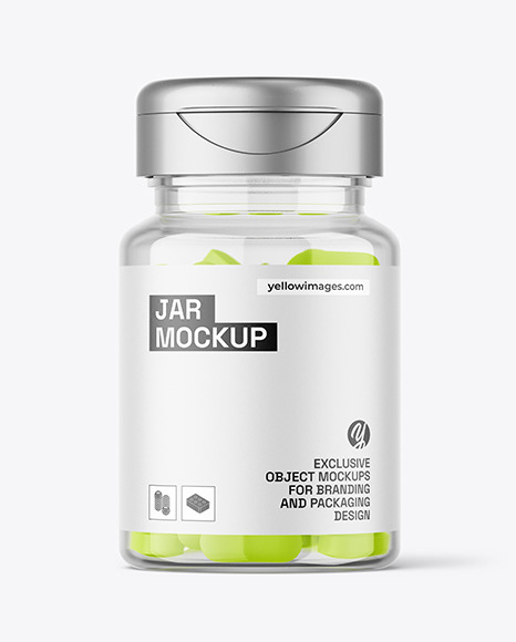 Clear Jar with Pills Mockup