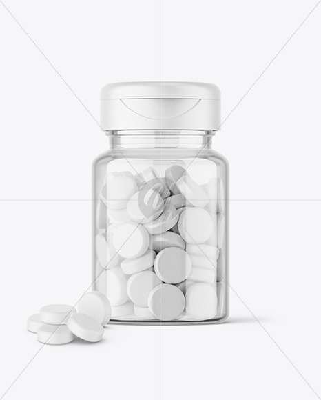 Clear Jar with Tablets Mockup