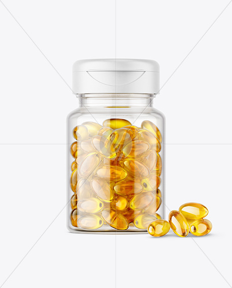 Clear Jar with Fish Oil Mockup