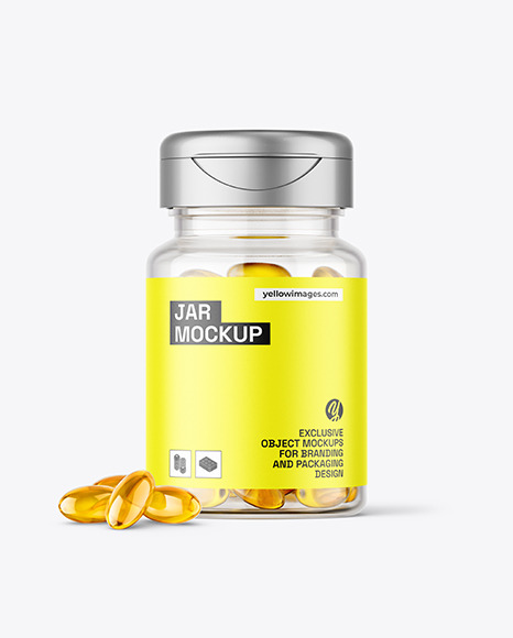 Clear Jar with Fish Oil Mockup