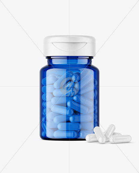 Blue Jar with Capsules Mockup