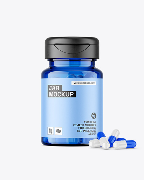 Blue Jar with Capsules Mockup