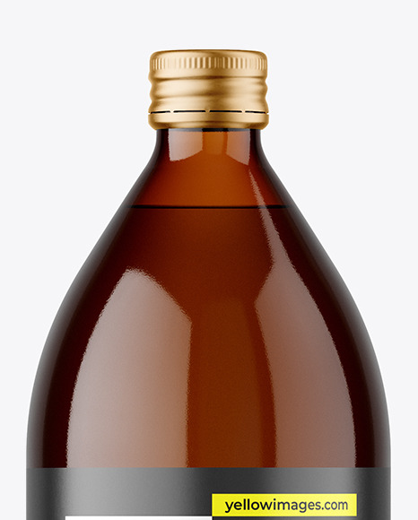 1000ml Amber Glass Bottle Mockup