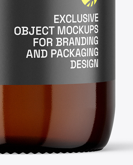 1000ml Amber Glass Bottle Mockup