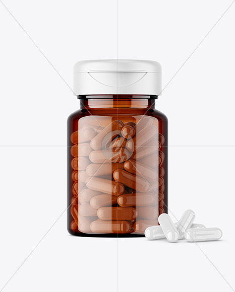 Amber Jar with Capsules Mockup