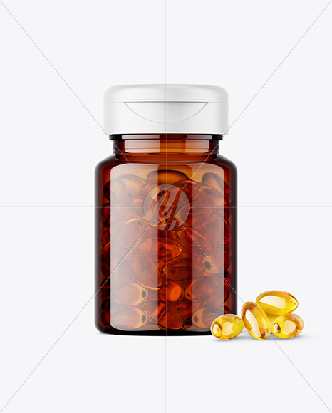 Amber Jar with Fish Oil Mockup