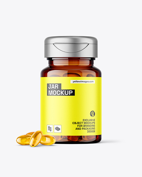 Amber Jar with Fish Oil Mockup