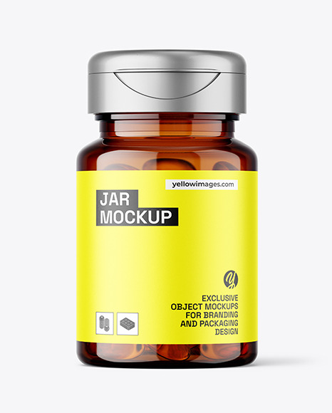 Amber Jar with Fish Oil Mockup