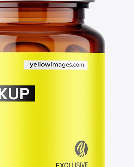 Amber Jar with Fish Oil Mockup