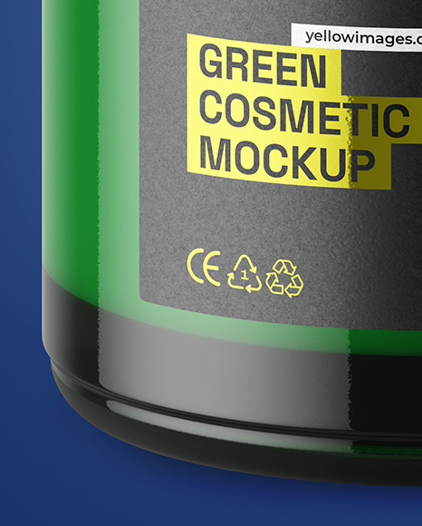 Opened Green Glass Cosmetic Jar Mockup