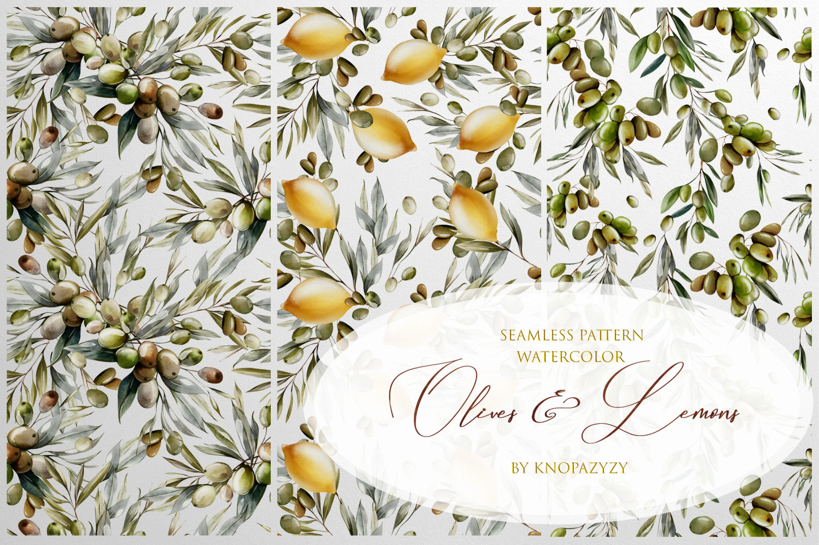 12 Seamless Patterns Olives & Lemons 12 Seamless Patterns Olives & Lemons