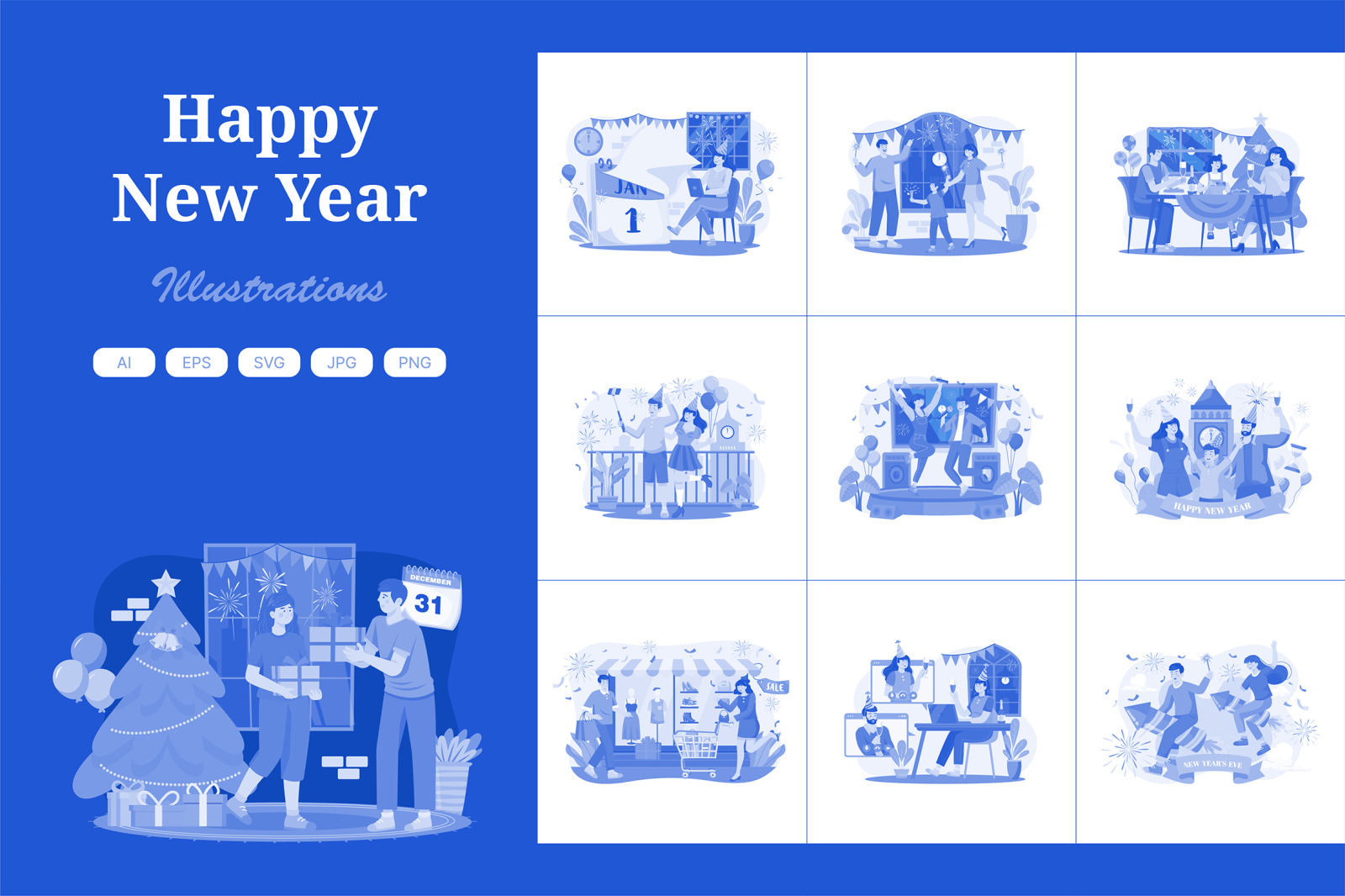 M549_New year’s Eve Illustration Pack