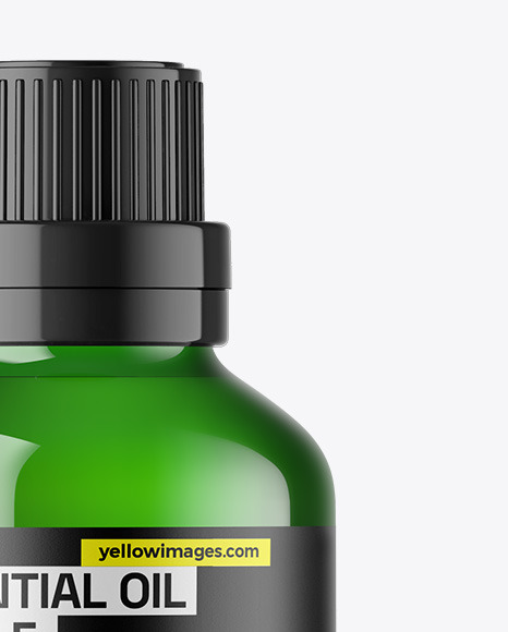 Green Glass Essential Oil Bottle Mockup