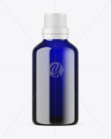 Blue Glass Essential Oil Bottle Mockup