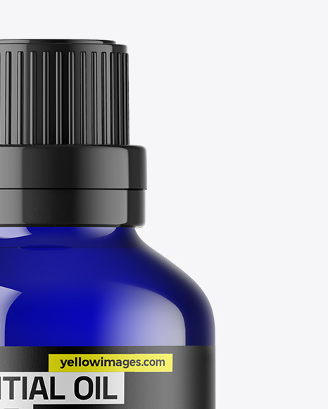 Blue Glass Essential Oil Bottle Mockup