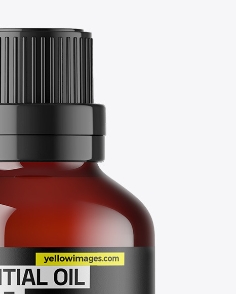 Dark Amber Glass Essential Oil Bottle Mockup