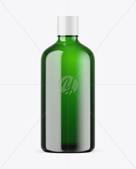 Green Glass Essential Oil Bottle Mockup