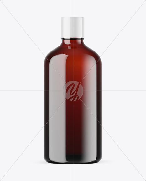 Dark Amber Glass Essential Oil Bottle Mockup